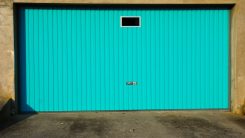 Blue garage door