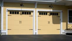 yellow carriage style garage doors